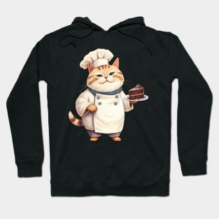 Whimsical Chef Cat with Tempting Cake Hoodie